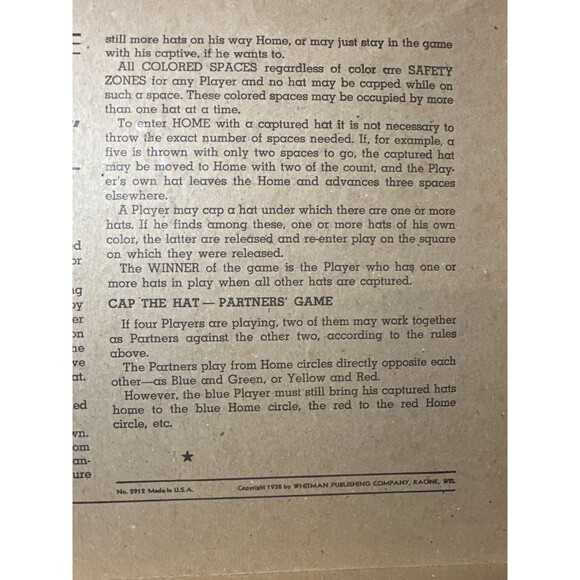 Vintage 1938 Whitman Cap the Hat Board Game - Picture 10 of 10